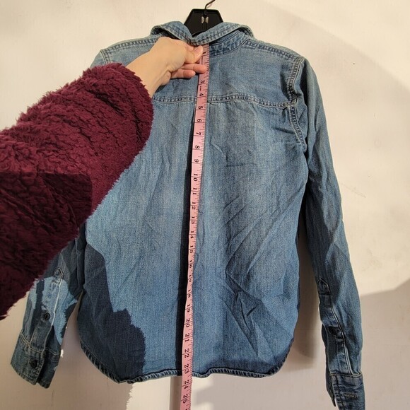 Madewell Zip Front Chambray Blue Denim Popover Long Sleeve Top Size Small - Picture 9 of 14
